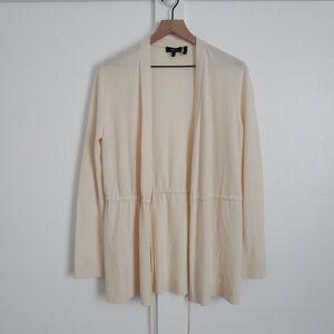 Theory Cream Open Front Cashmere Cardigan